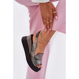 ARTIKER Sandalias de cuero para mujeres para artker antiguo 54C0402 Grafito plata 5