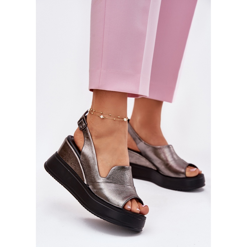 ARTIKER Sandalias de cuero para mujeres para artker antiguo 54C0402 Grafito plata 2