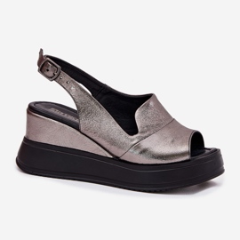 ARTIKER Sandalias de cuero para mujeres para artker antiguo 54C0402 Grafito plata 4
