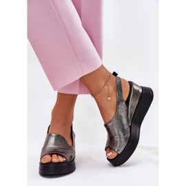 ARTIKER Sandalias de cuero para mujeres para artker antiguo 54C0402 Grafito plata 3