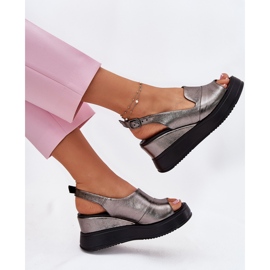 ARTIKER Sandalias de cuero para mujeres para artker antiguo 54C0402 Grafito plata 6