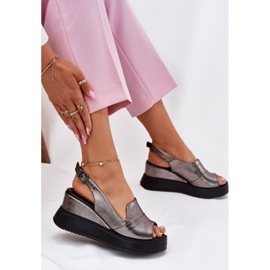 ARTIKER Sandalias de cuero para mujeres para artker antiguo 54C0402 Grafito plata 7