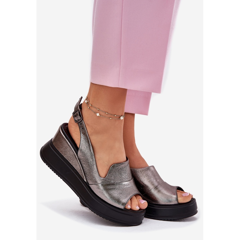 ARTIKER Sandalias de cuero para mujeres para artker antiguo 54C0402 Grafito plata 1