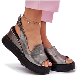 ARTIKER Sandalias de cuero para mujeres para artker antiguo 54C0402 Grafito plata 8