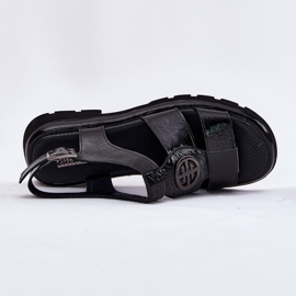 Sandalias de cuero para mujeres barnizadas con detalles decorativos Artiker 56C0691 Negro 7