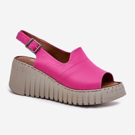 ARTIKER Sandalias para mujeres hechas de cuero natural para un artker de cuña 54C0789 FUCHSIA rosado 4