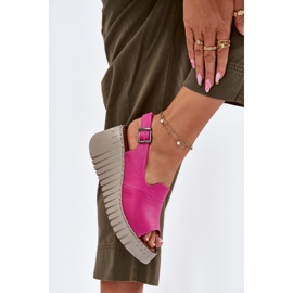 ARTIKER Sandalias para mujeres hechas de cuero natural para un artker de cuña 54C0789 FUCHSIA rosado 5