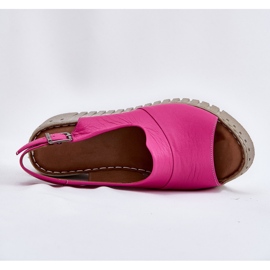 ARTIKER Sandalias para mujeres hechas de cuero natural para un artker de cuña 54C0789 FUCHSIA rosado 9