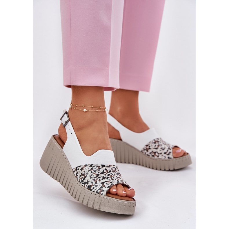 ARTIKER Sandalias de mujeres hechas de cuero natural en Wedge Artker 56C0958 White blanco 2