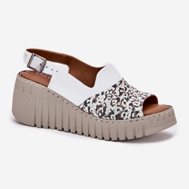 ARTIKER Sandalias de mujeres hechas de cuero natural en Wedge Artker 56C0958 White blanco 4