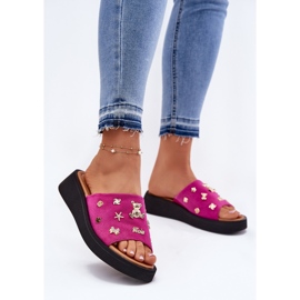 Flip fallas de gamuza para mujeres con Vinceza 66741 Fuksja rosa 2