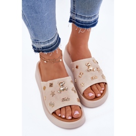 Chanclas de ante mujeres con Vinceza 66741 beige 6