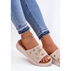Chanclas de ante mujeres con Vinceza 66741 beige 7