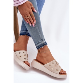 Chanclas de ante mujeres con Vinceza 66741 beige 8