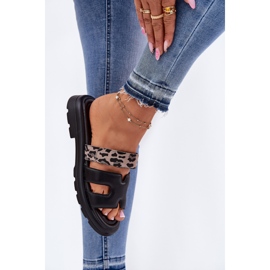 Flip de cuero para mujeres Vinceza 66769 Leopardo negra negro 3