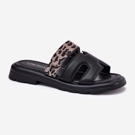 Flip de cuero para mujeres Vinceza 66769 Leopardo negra negro 4