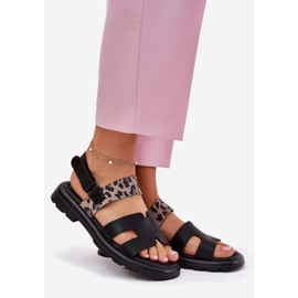 Vinceza 66780 Sandalias de cuero femenino con tacones planos negro 1