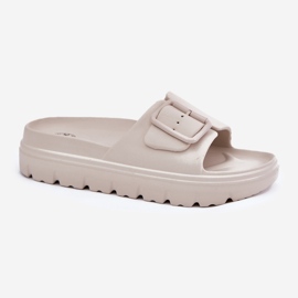 EVento Zapatillas de espuma para mujeres en la plataforma con una hebilla beige 4