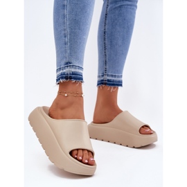 EVento Zapatillas de espuma para mujeres en la plataforma beige 2