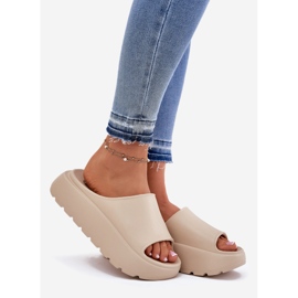 EVento Zapatillas de espuma para mujeres en la plataforma beige 1