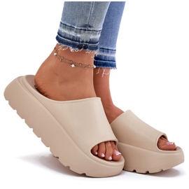 EVento Zapatillas de espuma para mujeres en la plataforma beige 8