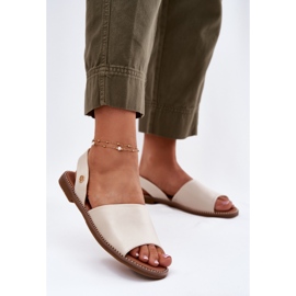 EVento Sandalias planas de mujer beige de cuero ecológico 2
