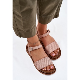 Sandalias para mujeres con trenza en el cinturón rosa INBLU GS000050 rosado 5