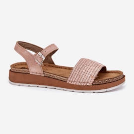 Sandalias para mujeres con trenza en el cinturón rosa INBLU GS000050 rosado 4