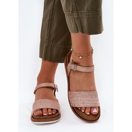 Sandalias para mujeres con trenza en el cinturón rosa INBLU GS000050 rosado 3