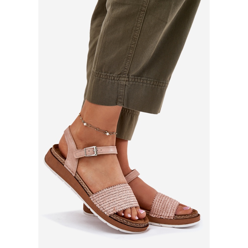 Sandalias para mujeres con trenza en el cinturón rosa INBLU GS000050 1