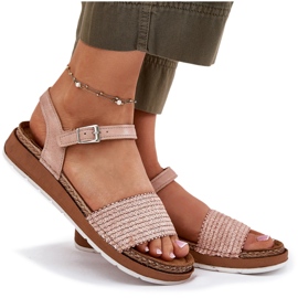 Sandalias para mujeres con trenza en el cinturón rosa INBLU GS000050 rosado 8