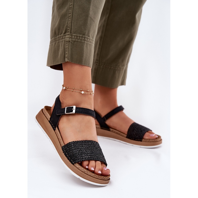 Sandalias para mujeres con una trenza en el cinturón negro INBLU GS000050 2