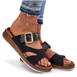 Flip de mujeres livianas con Inblu GS000055 Hebilla negra negro 8