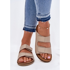 Zapatillas de cuero para mujeres inblu aa0005g beige 3