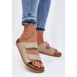 Zapatillas de cuero para mujeres inblu aa0005g beige 2