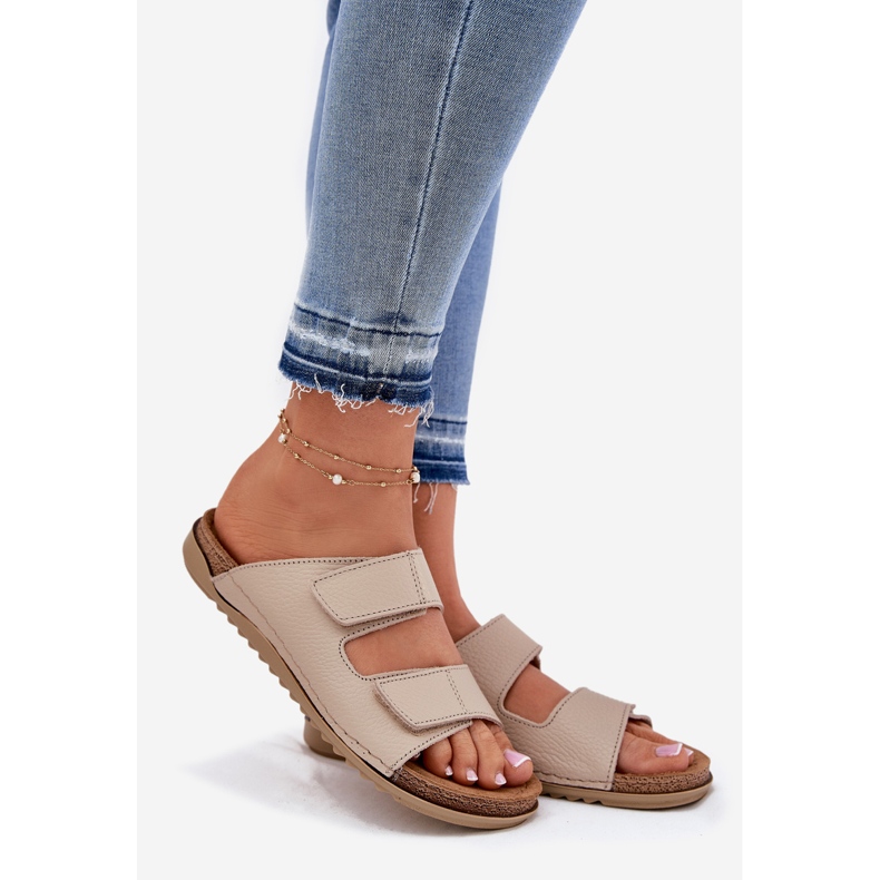 Zapatillas de cuero para mujeres inblu aa0005g beige 1