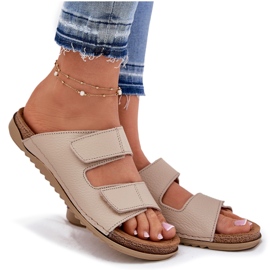 Zapatillas de cuero para mujeres inblu aa0005g beige 6
