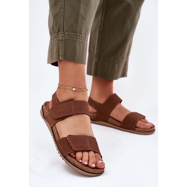 Inblu Sandalias de cuero para mujeres en Camel aa0001ki marrón 2