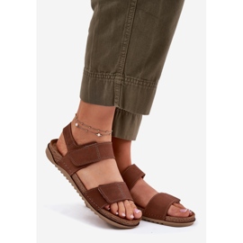 Inblu Sandalias de cuero para mujeres en Camel aa0001ki marrón 1