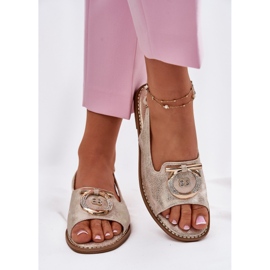S.Barski Elegantes sandalias con decoración de tacón plano S. Barski KV51-003 Oro dorado 3