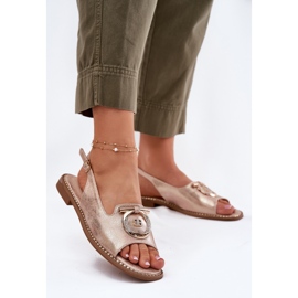 S.Barski Elegantes sandalias con adorno de tacón plano S. Barski KV51-003 Oro rosa dorado 2