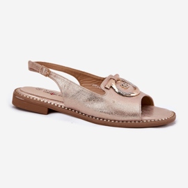 S.Barski Elegantes sandalias con adorno de tacón plano S. Barski KV51-003 Oro rosa dorado 4