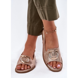 S.Barski Elegantes sandalias con adorno de tacón plano S. Barski KV51-003 Oro rosa dorado 3
