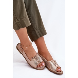 S.Barski Elegantes sandalias con adorno de tacón plano S. Barski KV51-003 Oro rosa dorado 6