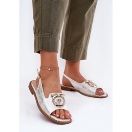 S.Barski Elegantes sandalias con adorno de tacón plano S. Barski KV51-003 plata 2
