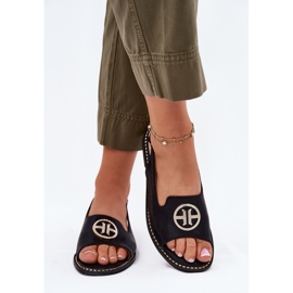 S.Barski Sandalias para mujeres de tacón plano con un adorno S. Barski KV51-002 Negro 3