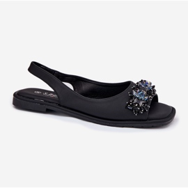 S.Barski Sandalias de mujeres planas con cristales S. Barski KV51-079 Negro 3