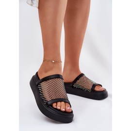 S.Barski Flips de mujeres decoradas en la plataforma con Mesh S. Barski My51-016 Negro 2