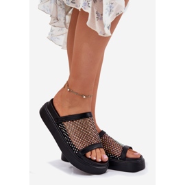 S.Barski Flips de mujeres decoradas en la plataforma con Mesh S. Barski My51-016 Negro 1