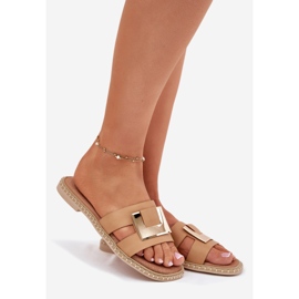 Chanclas planas para mujeres con detalle decorativo Artiker 56C1335 beige 1